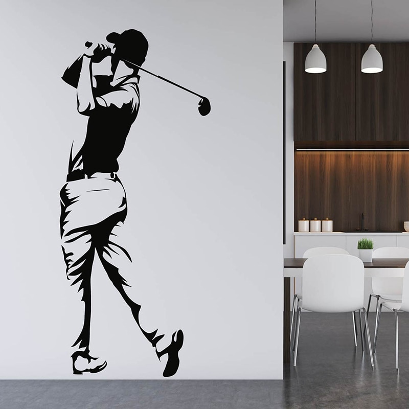 골프 플레이어 벽 데칼, bedroom 벽 장식을위한 체조 실루엣 스티커